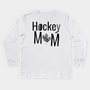 Canadian Hockey Mom in Black and White Kids Long Sleeve T-Shirt